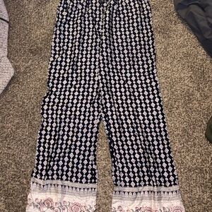 Eye Candy Navy and White Geometric Wide Leg Pants